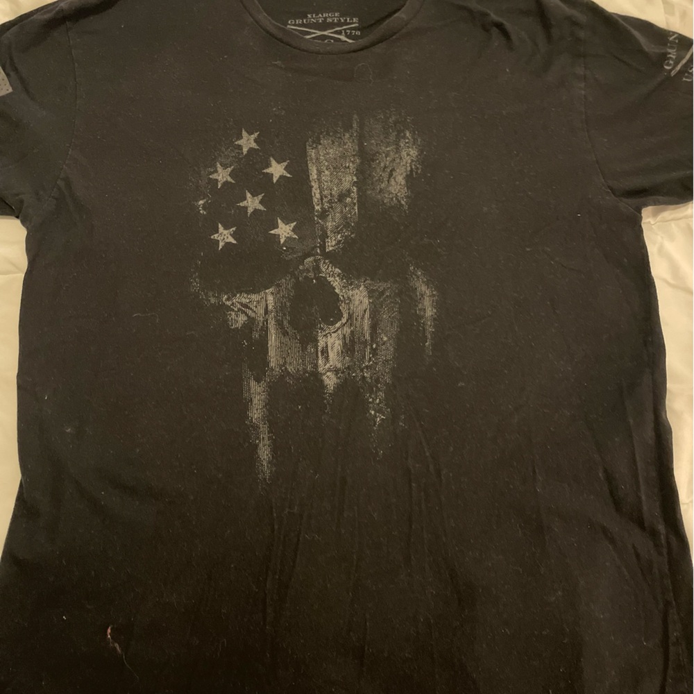 Grunt style t shirt American flag patriotic skull pattern  xl